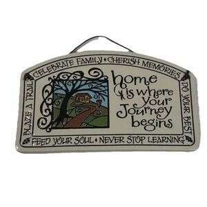 Home is Where the Journey Begins Large Arch Ceramic Tile Spooner Creek Etched